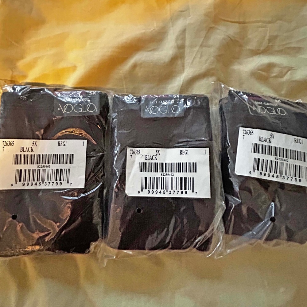 FULL BRIEFS, 3 PAIR, RIBBED COTTON, BLACK, SIZE 5X, MADE IN CANADA!, Ti VOGLIO